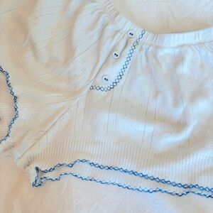 Pretties Venice pointelle bloomers with blue vintage stitching. Size Small.